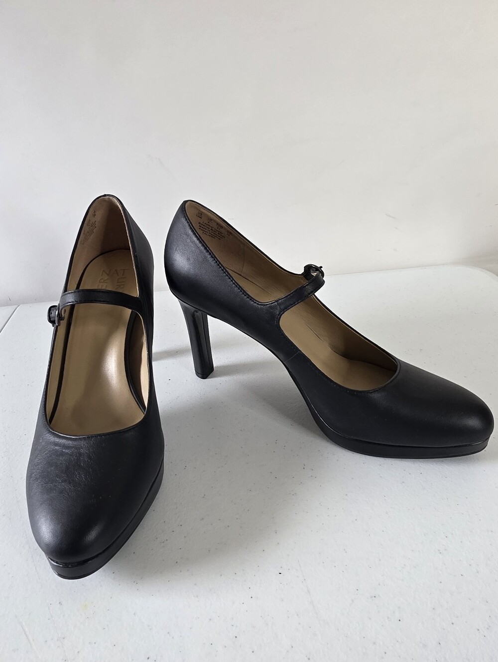 Naturalizer Leather Talissa Pumps Size 10W Black High Heeled Mary Jane Shoes